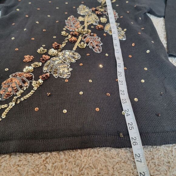 Vintage Celina Yang Beaded Sweater Floral Knit Sequin Pullover Size Small S - Picture 3 of 5